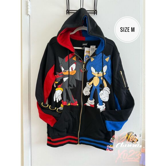 Sonic The Hedgehog Sonic & Shadow Split Hoodie Size M - Picture 1 of 9